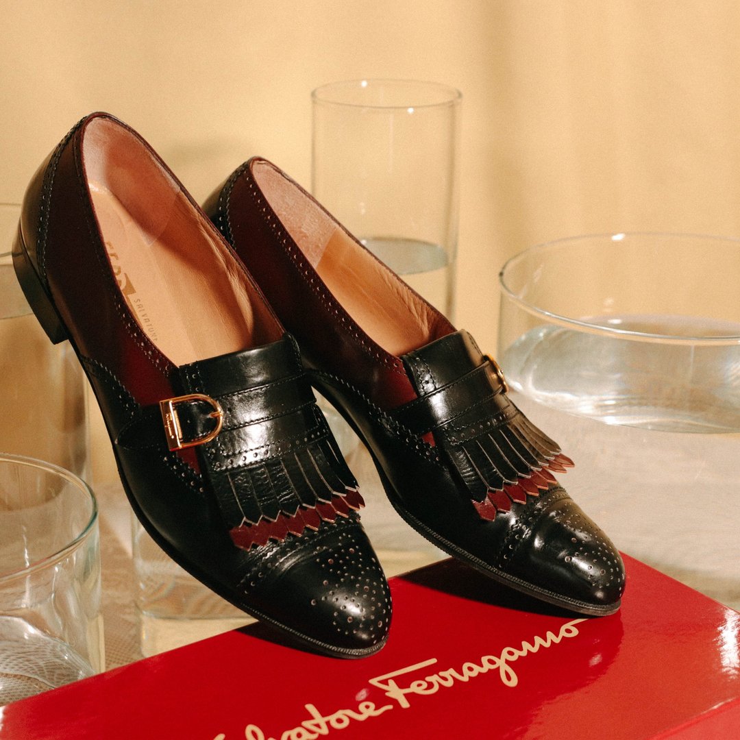 Tsubasa.Y│Salvatore Ferragamo 003黑棕色流苏低跟乐福鞋 - 其他女款皮鞋 - 真皮 黑色