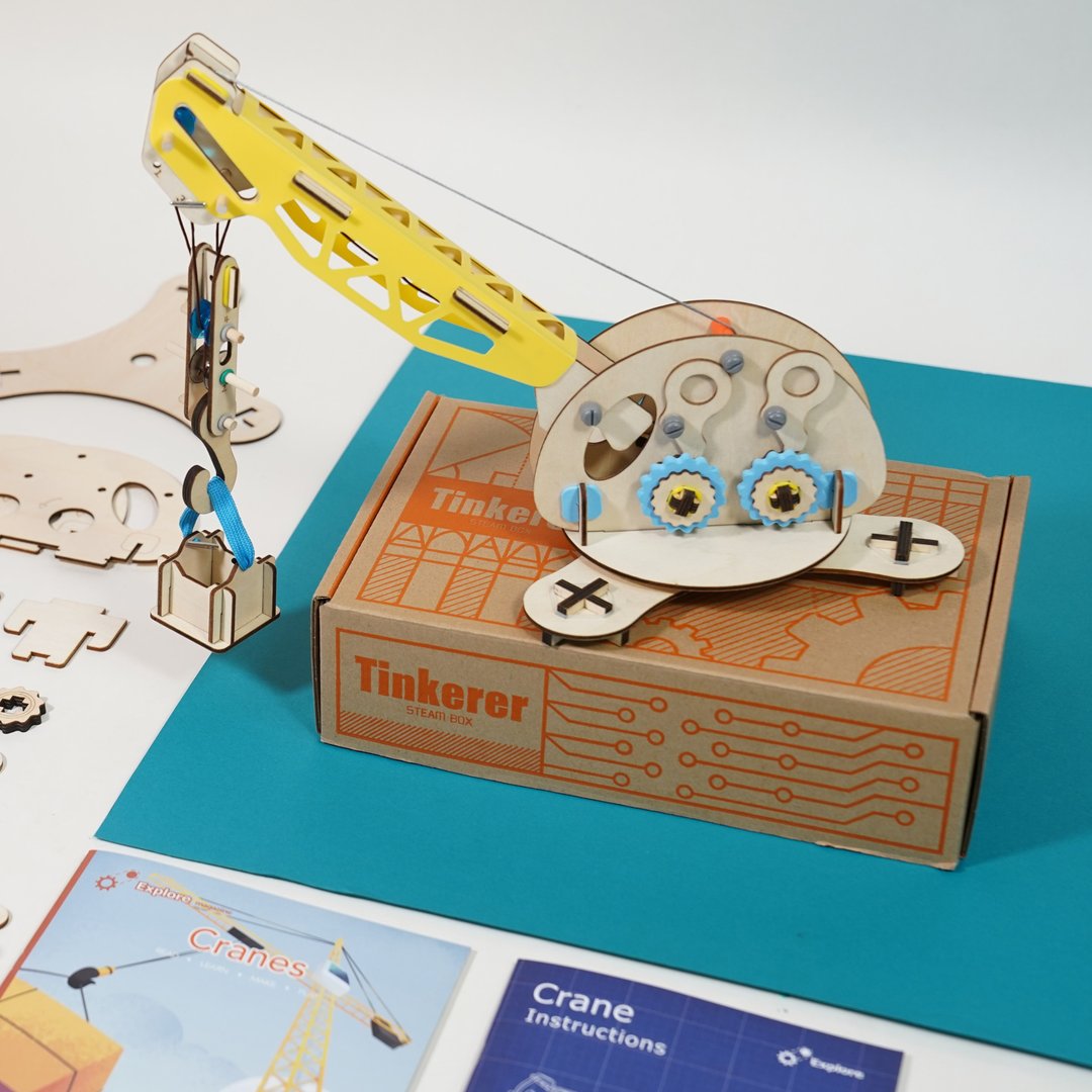 Tinkerer Box 滑轮起重机STEM玩具礼物 男孩生日送礼 9岁10岁11岁 - 木工/竹艺/纸艺 - 木头 橘色