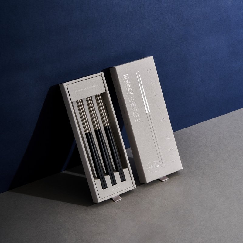 黑色 长款6双入 礼盒+提袋 304不锈钢筷子 台湾制 - 筷子/筷架 - 不锈钢 黑色