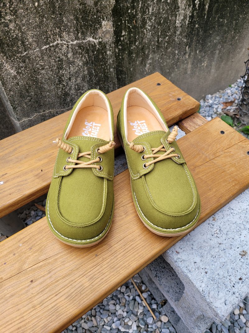 Color(卡乐)经典系列-马卡龙绿 - 女款休闲鞋 - 棉．麻 绿色