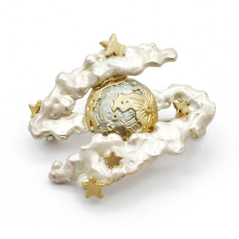 Moonlight Night Brooch / moonlight brooch PB092 - 胸针 - 其他金属 白色