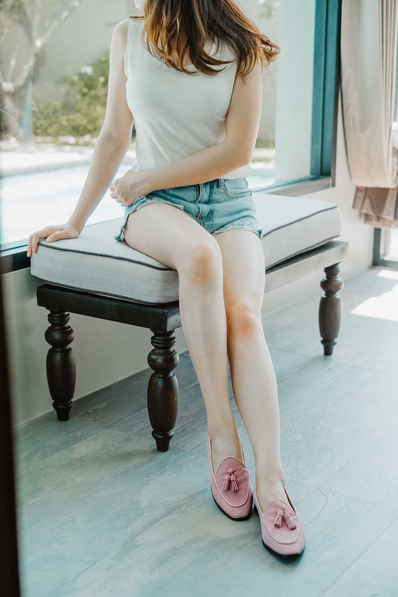 经典乐福鞋 嫩粉红 - 女款牛津鞋/乐福鞋 - 真皮 粉红色