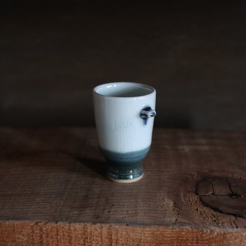 刻度・残垣 柴烧茶酒杯 40ml  #p21 - 其他杯子 - 瓷 白色