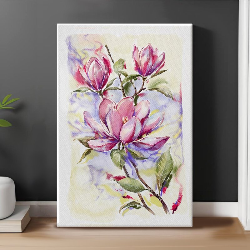 水彩花卉印刷品 现代城市景观墙面艺术 客厅卧室装饰 - 墙贴/壁贴 - 纸 粉红色