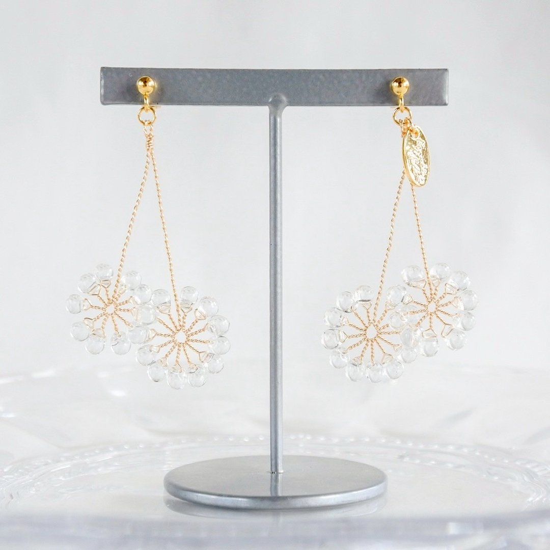 Double Fireworks (Gold)　wire accessory - 耳环/耳夹 - 其他金属 金色