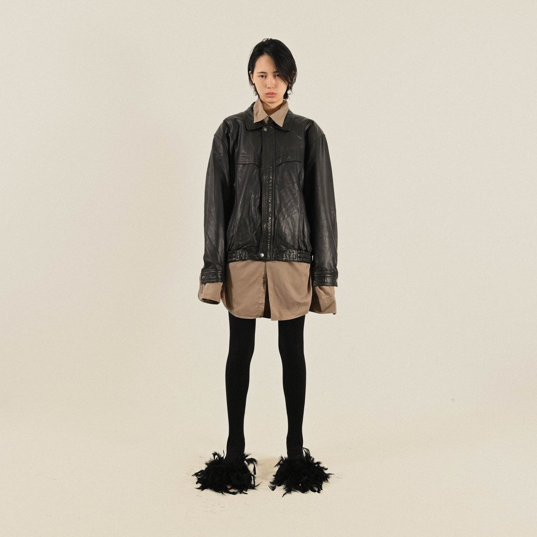 【NaSuBi Vintage】经典轮廓古着皮革外套 - 女装休闲/机能外套 - 真皮 黑色