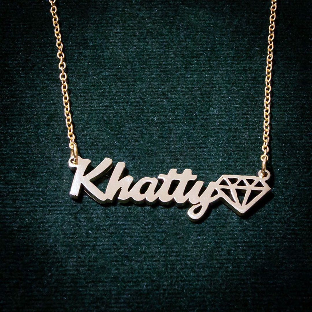 Made to order - Customize name necklace with diamond - 项链 - 铜/黄铜 