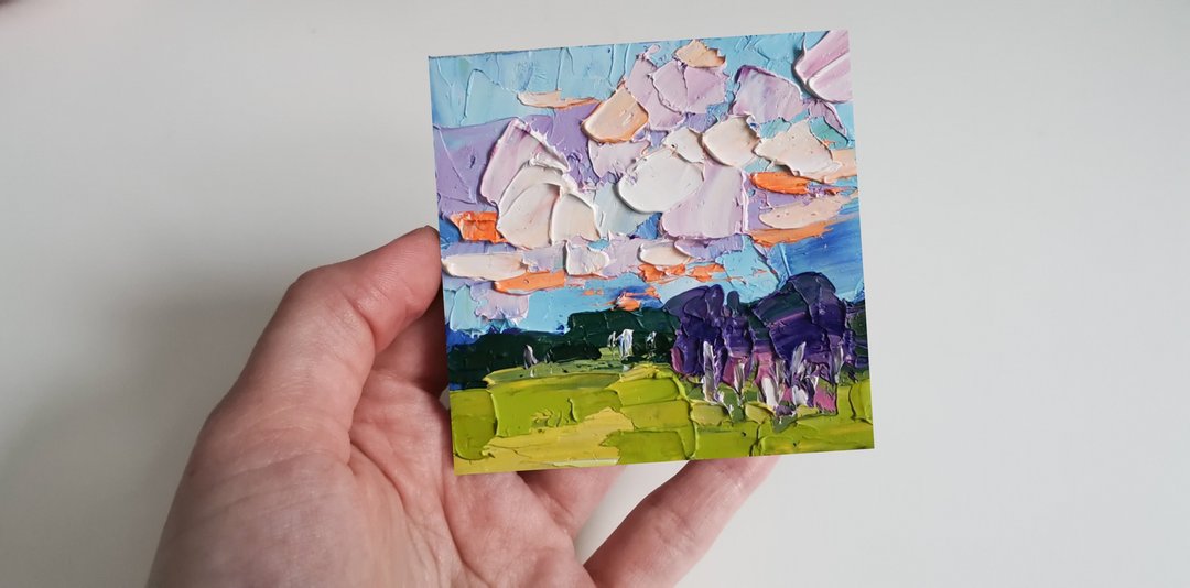 Sky Guan Painting 油畫原作 Original Art 手工油畫 Clouds 油畫 掛畫 Oil Painting by Verafe - 海报/装饰画/版画 - 压克力 蓝色