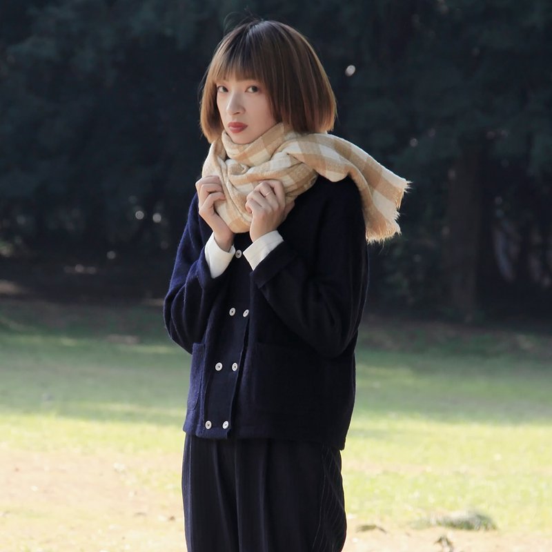 羊绒混纺保暖围巾-浅黄|围巾|羊绒混纺|独立品牌|Sora-188 - 围巾/披肩 - 羊毛 