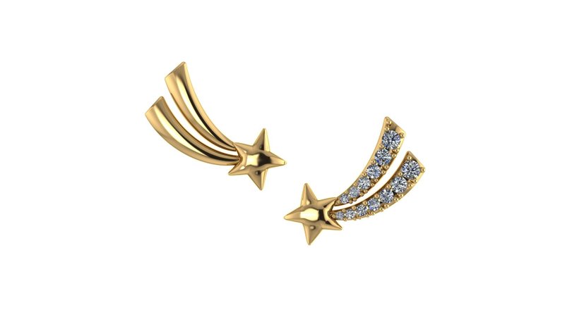 法国官方授权 Le Petit Prince 小王子 流星 耳环 - 耳环/耳夹 - 纯银 金色