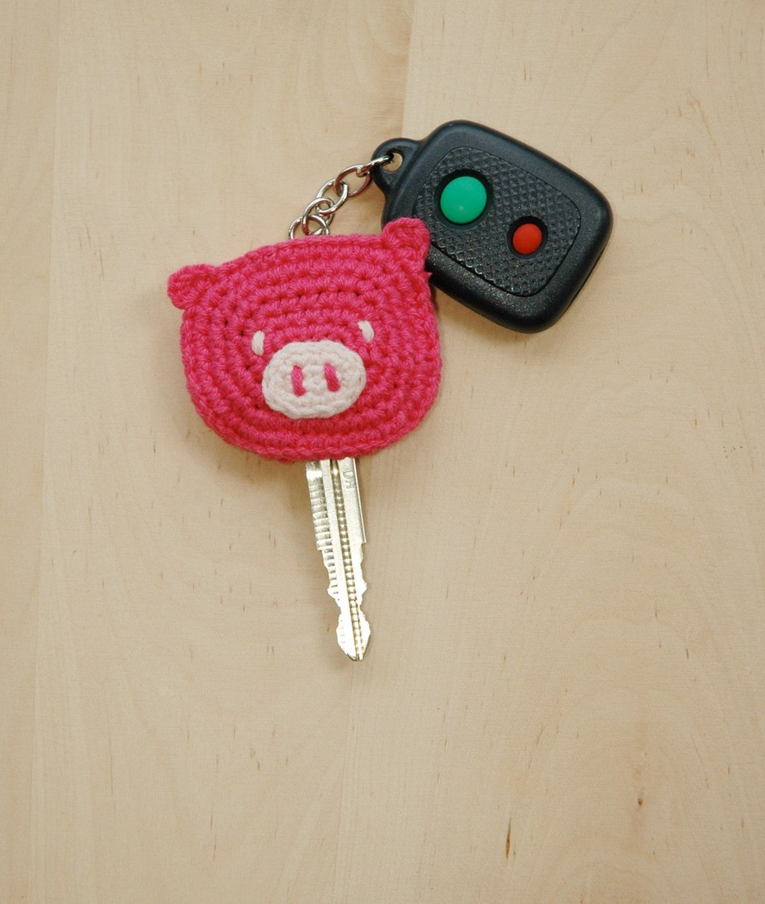 Piggy Key Cover - Piggy Applique Key Cap - Pig Key Chain - Pig Keychain - 钥匙链/钥匙包 - 棉 粉红色