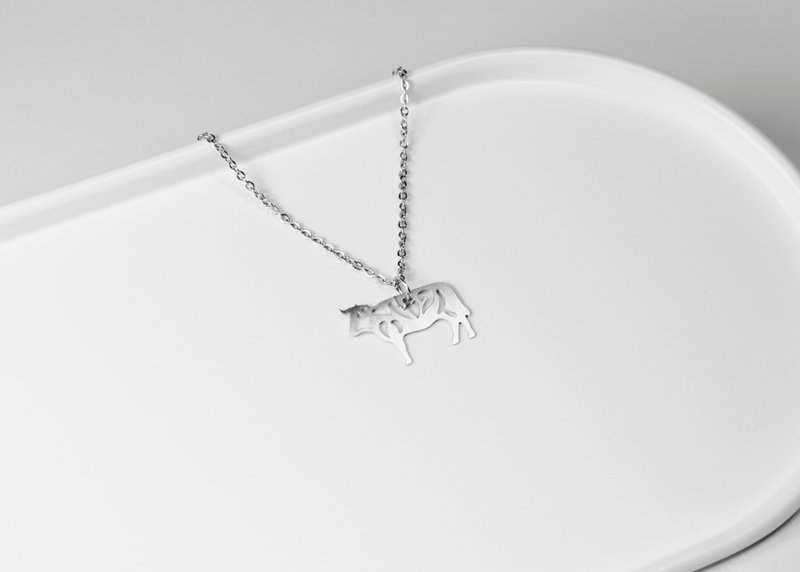 十二生肖─牛 项链【迷你款】_动物系列_造题 - 项链 - 其他金属 银色