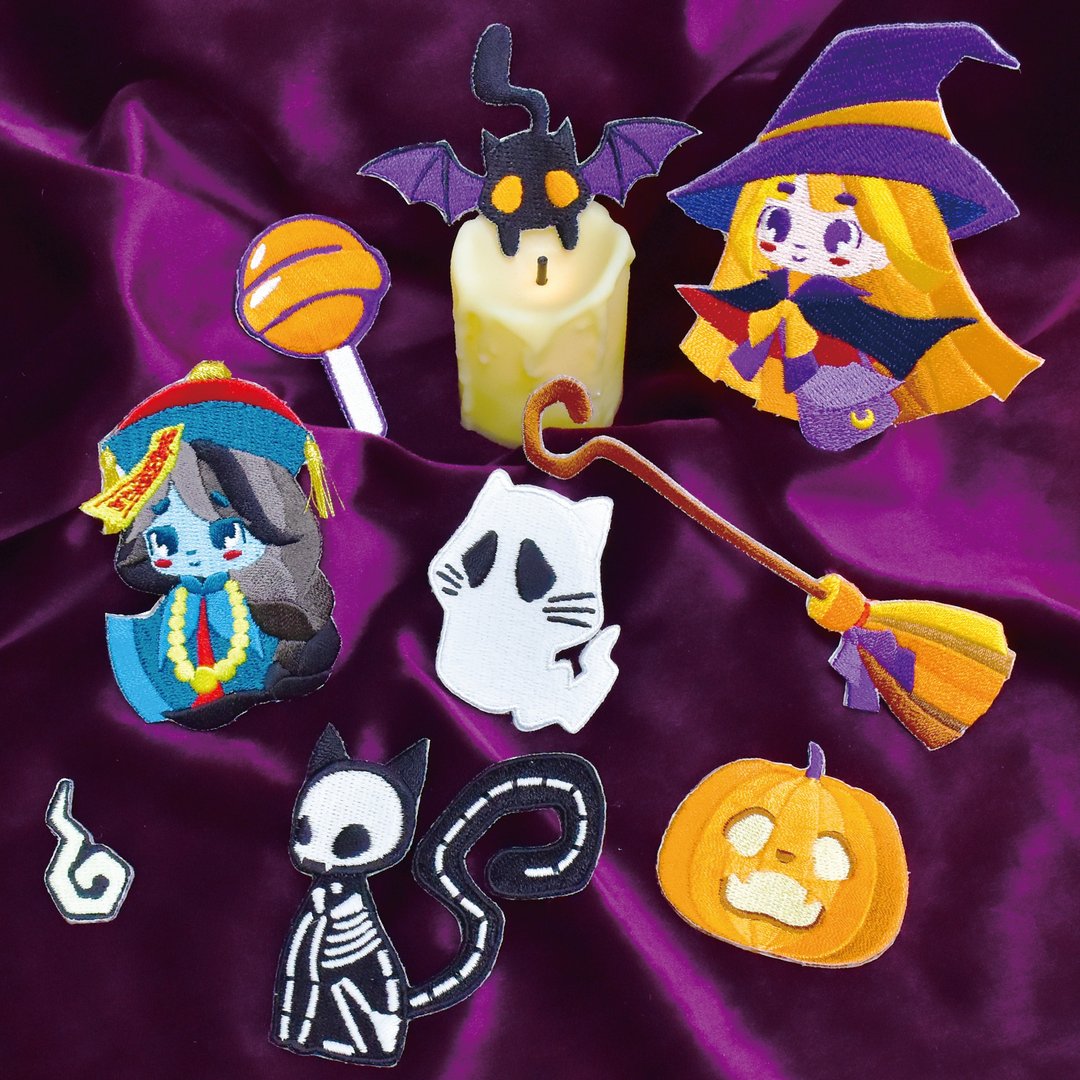 【刺绣贴纸】万圣节系列 | Halloween | 搞怪 | 骷髅 | 猫咪 - 贴纸 - 绣线 