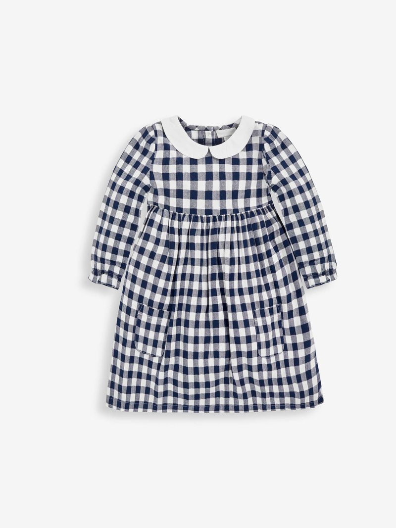 经典英伦 贵族气习 蓝白方格 圆领小洋装。 - 童装礼服/连衣裙 - 棉．麻 银色