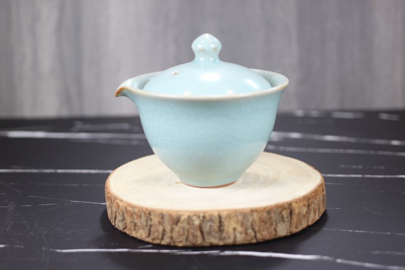 【沐春生活】天青 开片汝窑 盖碗 盖杯 莺歌名家叶敏祥作品 - 茶具/茶杯 - 瓷 