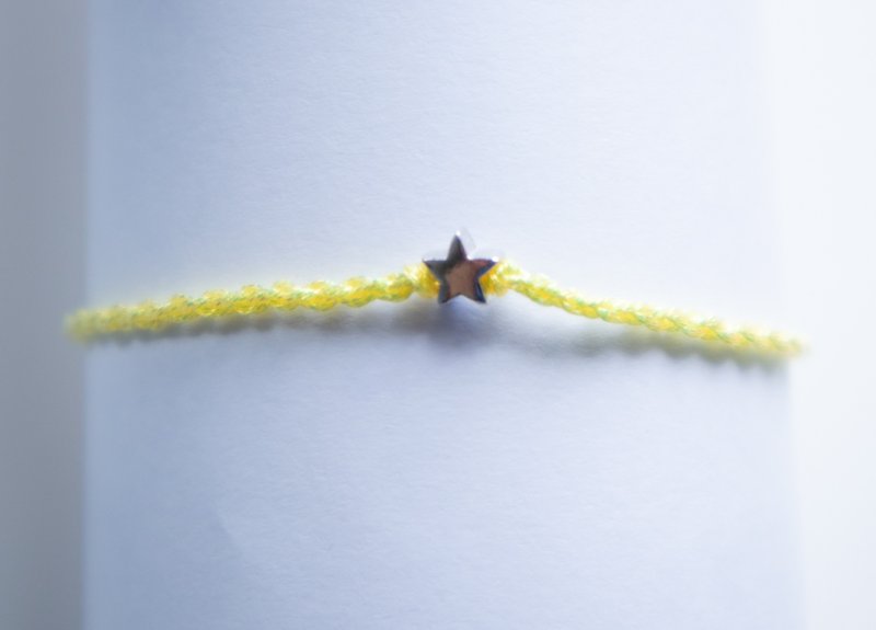 姐妹礼物.925纯银星星手工编织- 幸运手环-YELLOW (C - 手链/手环 - 纯银 黄色