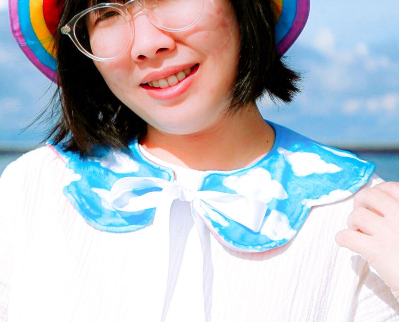 Peter pan collar, Fake collar, Petal collar ,Detachable collar, Fashion Collar, - 丝巾 - 棉．麻 蓝色