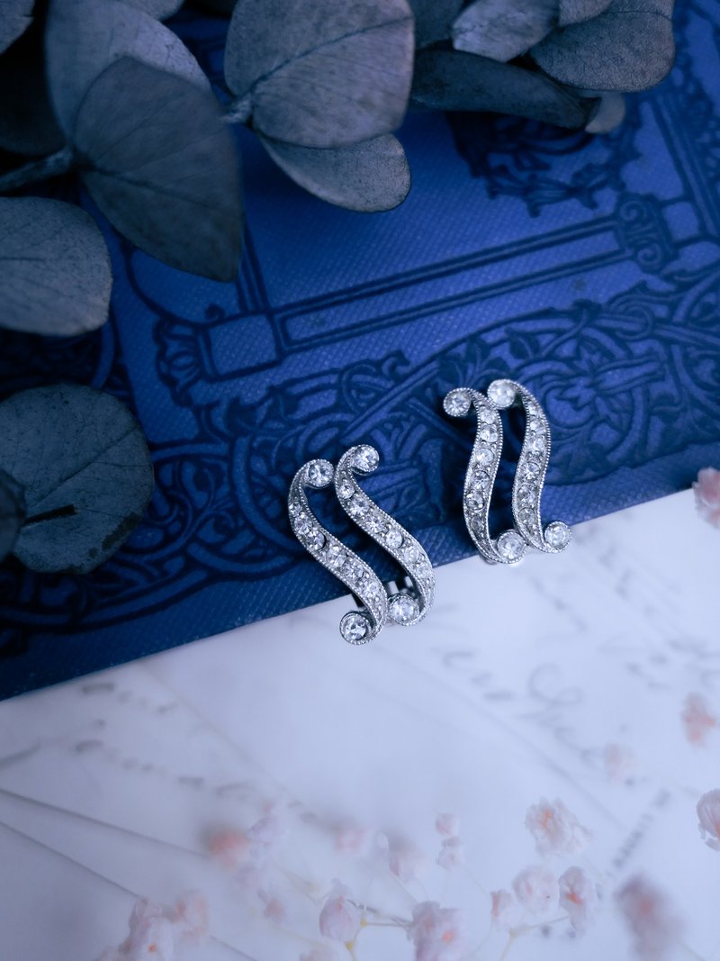 Bogoff 生命之歌双弧线立体耳环—欧美古董首饰 Vintage Jewelry - 耳环/耳夹 - 银 银色