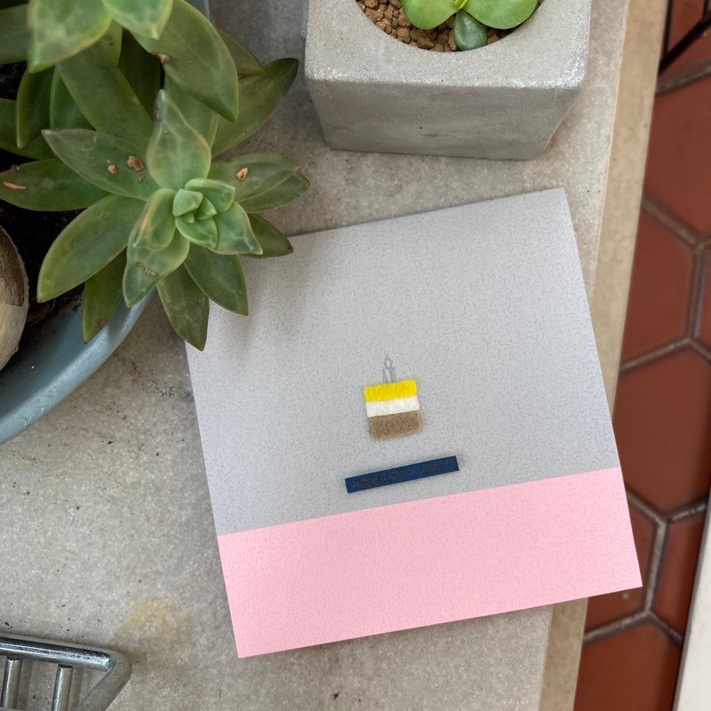 -现货/定制- 小蛋糕生日卡片/不织布手工卡片 - 卡片/明信片 - 纸 灰色