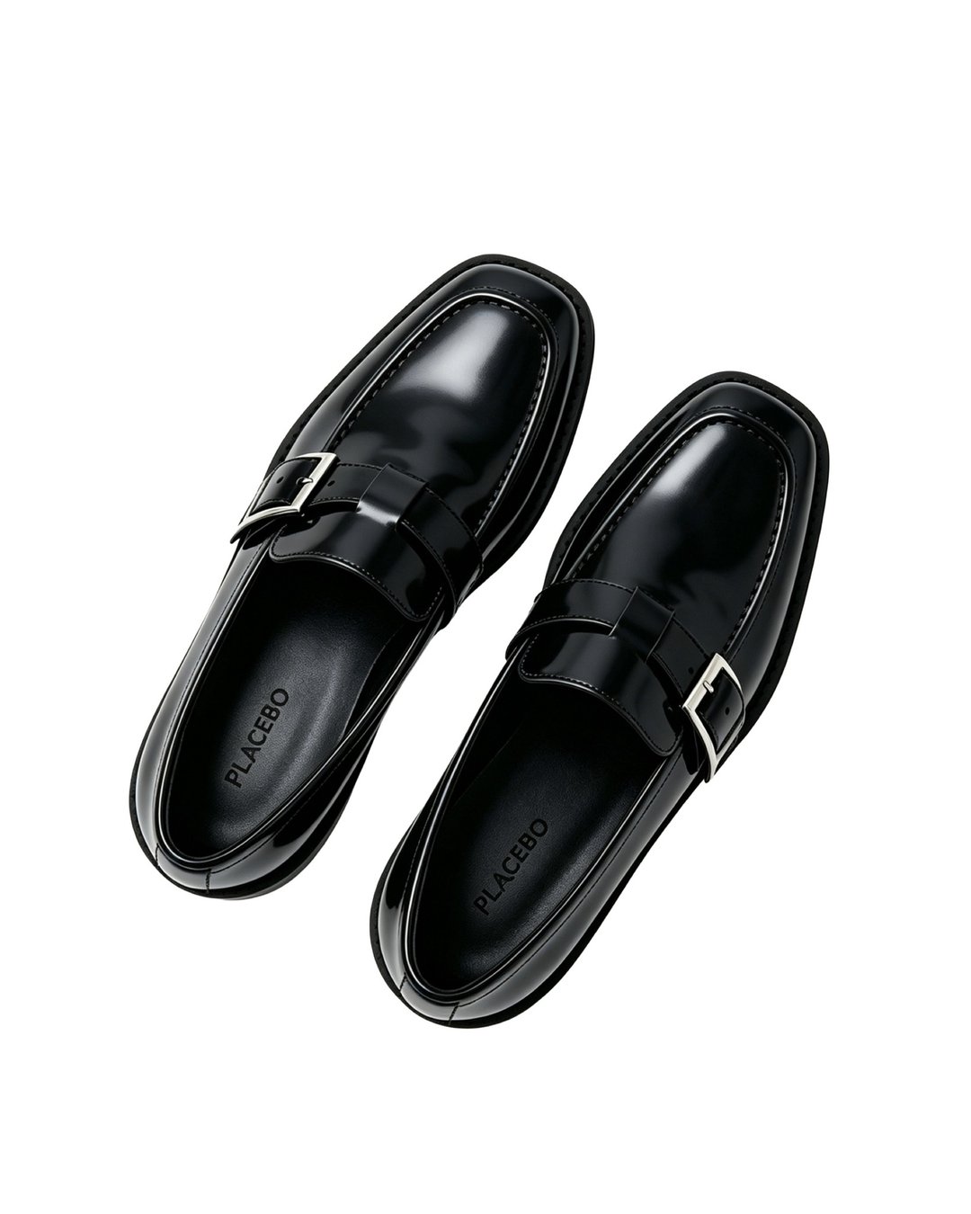 PLACEBO SQUARE TOE BELT LOAFER - 女款牛津鞋/乐福鞋 - 真皮 黑色