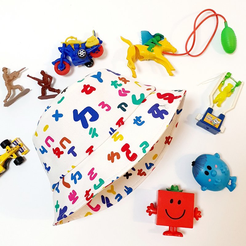 【HiGh MaLi】小朋友渔夫帽/国小学的注音符号ㄅㄆㄇ/白#礼物 - 帽子 - 棉．麻 多色