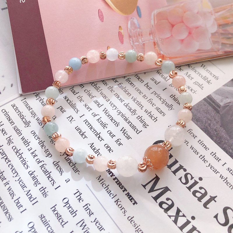 摩根石 月亮石 爱情运 水晶 手鈪 手链 手链 手环 定制化 - 手链/手环 - 水晶 粉红色