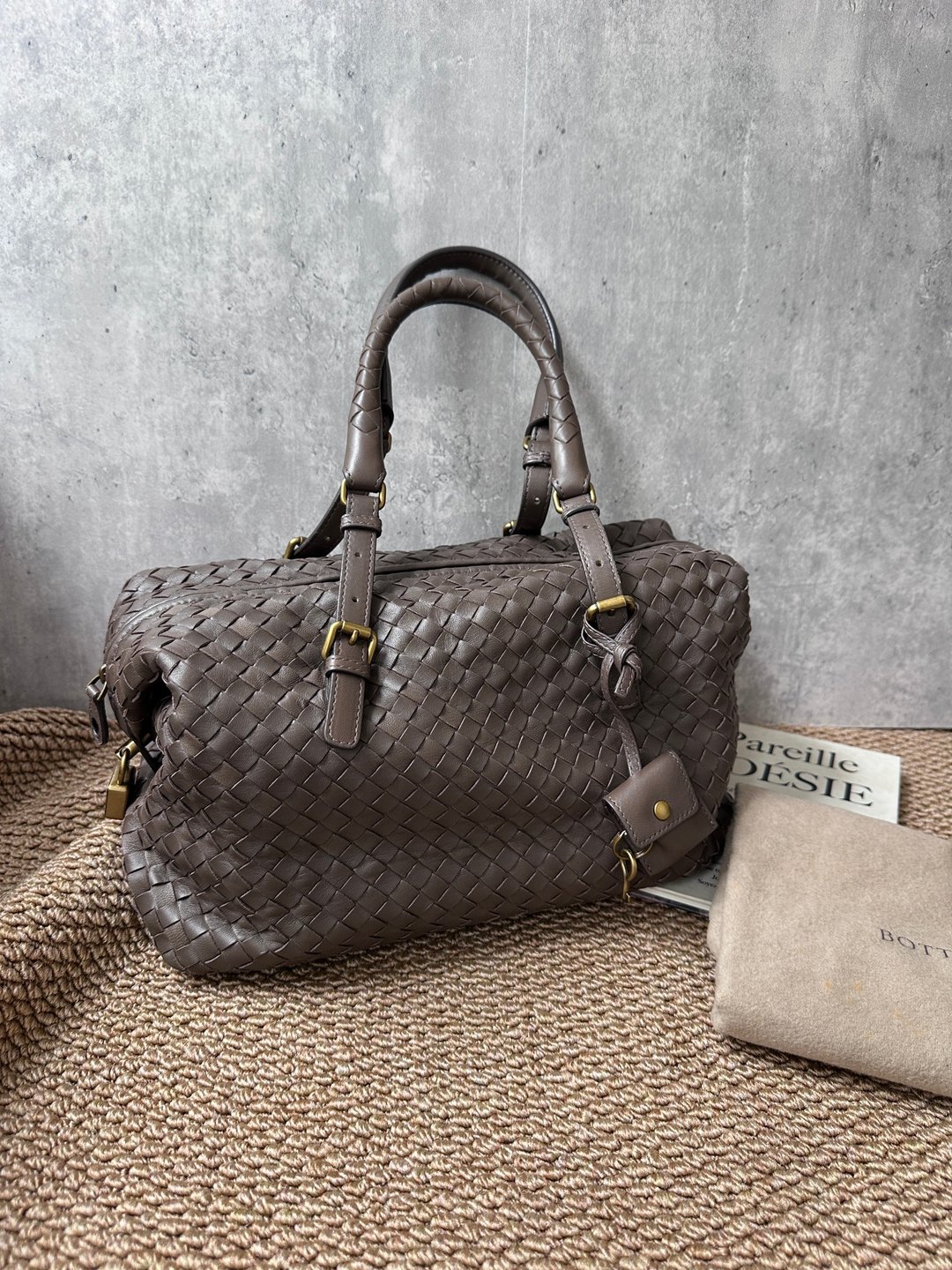 中古包 Bottega Veneta 宝缇嘉 编织波士顿手袋 - 手提包/手提袋 - 真皮 卡其色