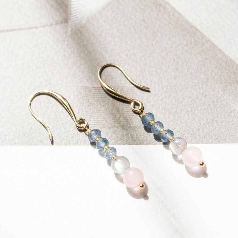 【春茶/Spring Tea】提升睡眠品质舒缓焦虑灰月光│天然石耳环 - 耳环/耳夹 - 水晶 