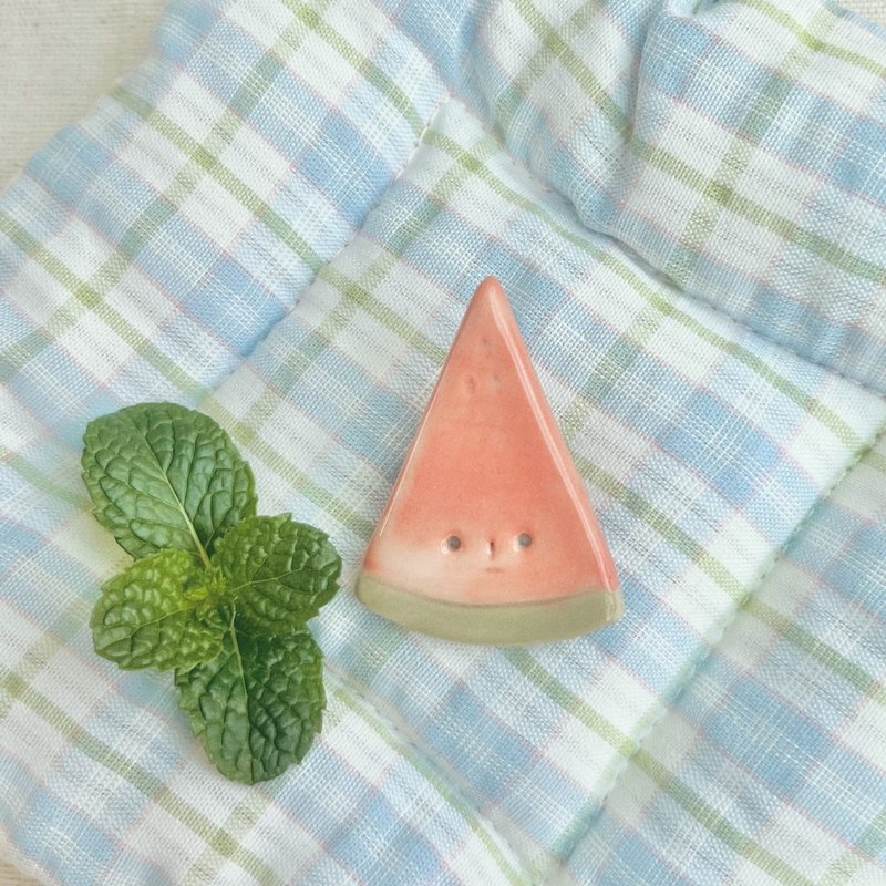 小呆瓜 - 西瓜 陶瓷别针 brooch - 胸针 - 瓷 