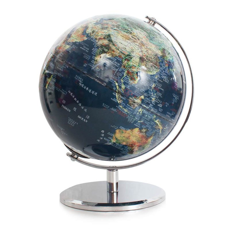 SkyGlobe 10寸卫星亮面金属底座地球仪(中英文对照) - 摆饰 - 塑料 蓝色