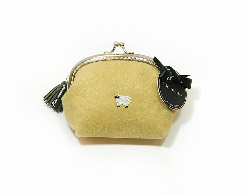 绵羊缝珠手工限量拱型口金包-姜黄色 - 零钱包 - 聚酯纤维 黄色