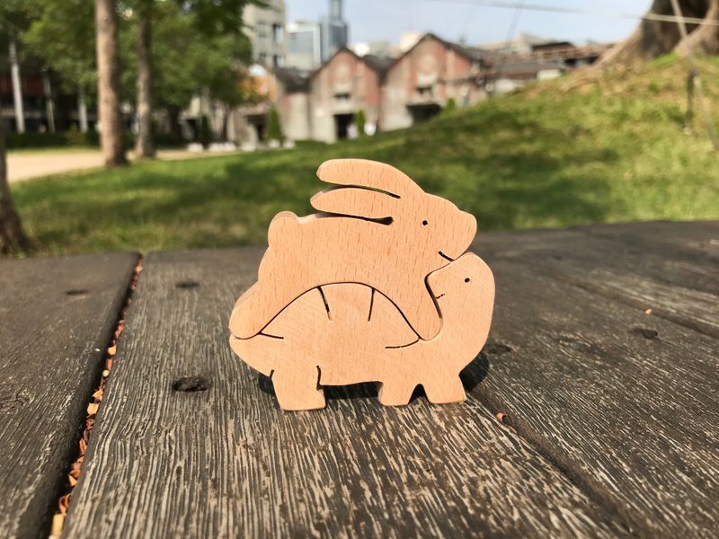 龟兔赛跑。手工小木作 - 摆饰 - 木头 
