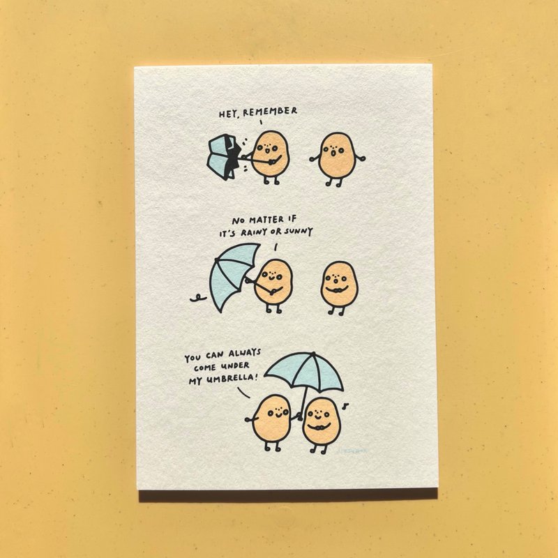 小薯明信片－ Come under my umbrella - 卡片/明信片 - 纸 黄色