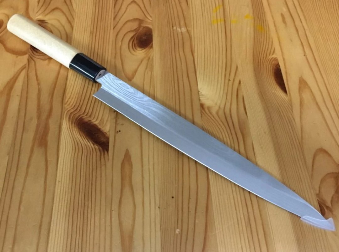 Japanese Salmon Sushi Knife Laser Damascus Chef Sashimi Kitchen Cutter Stainless - 餐刀/叉/匙组合 - 其他金属 银色