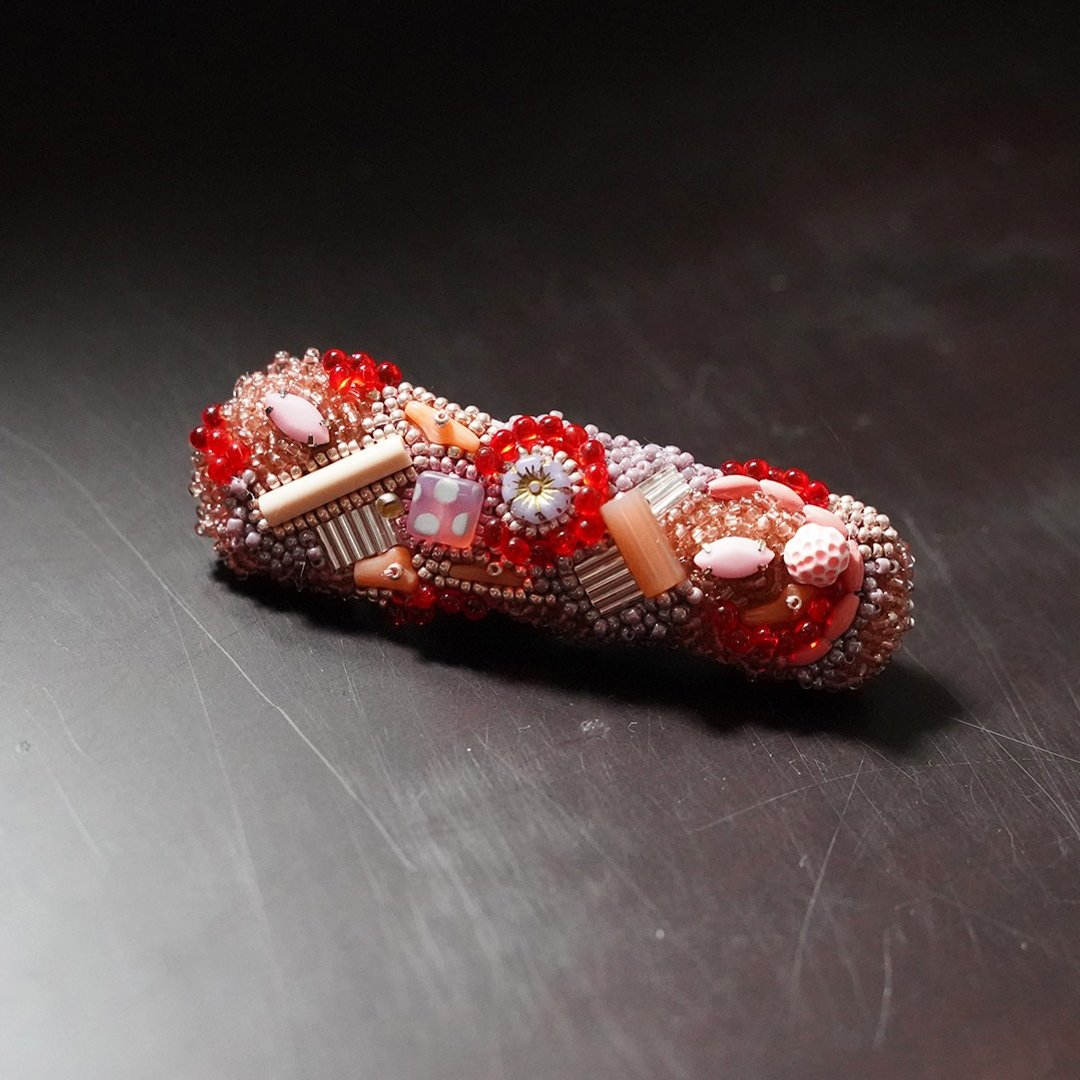 Valletta with bead embroidery 2 - 发饰 - 珍珠 白色