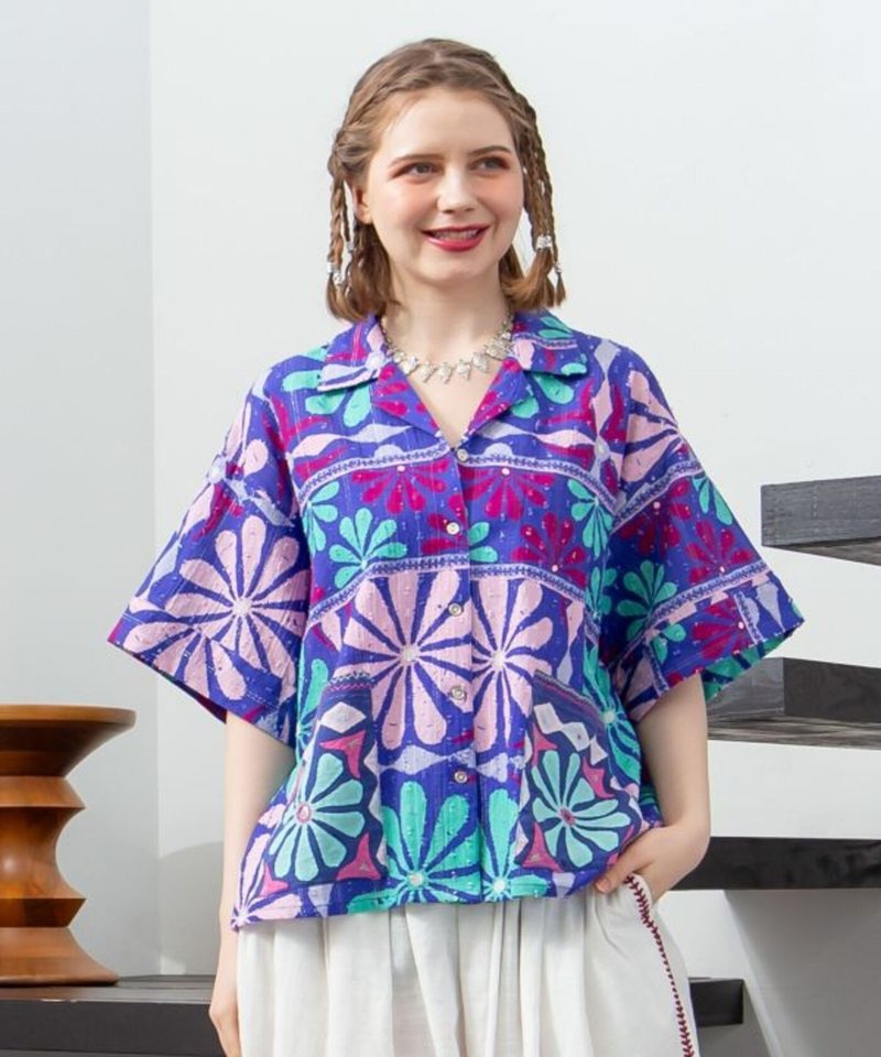 【热门预购】 镜面刺绣开襟衬衫  (3色) IAC-5233 - 女装衬衫 - 棉．麻 