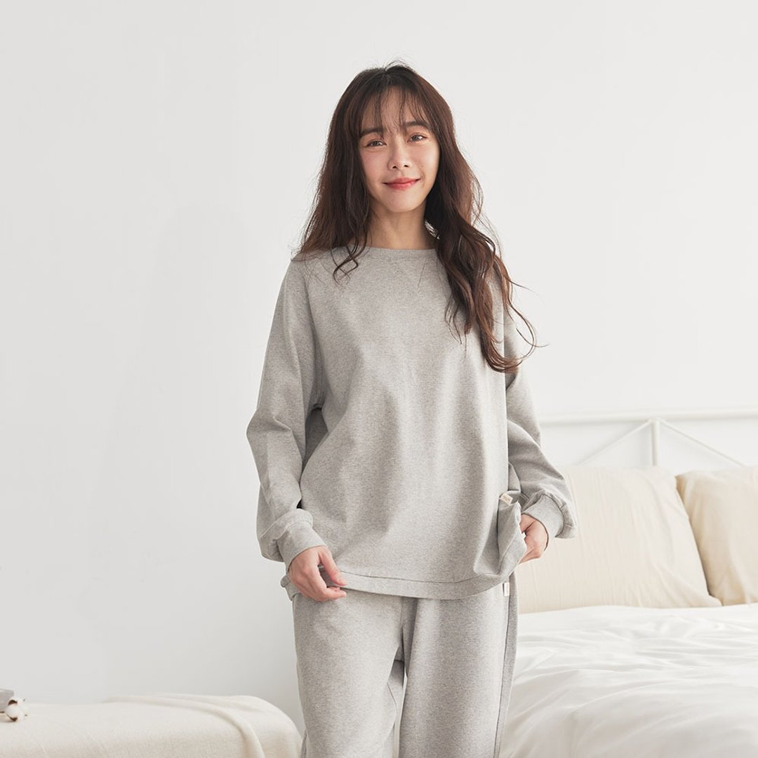 MIT有机棉长袖大学T上衣-共4色 - 女装上衣 - 棉 多色