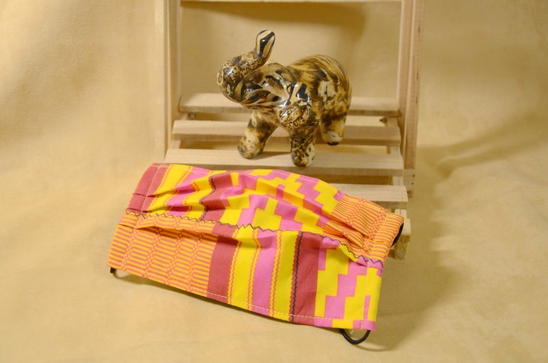 非洲花布口罩套-粉红肯特 - 口罩 - 棉．麻 粉红色