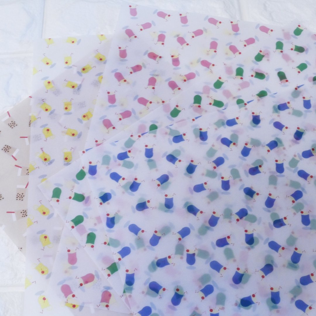 Tracing paper set of 5 drink patterns (5 sheets each) - 包装材料 - 纸 多色