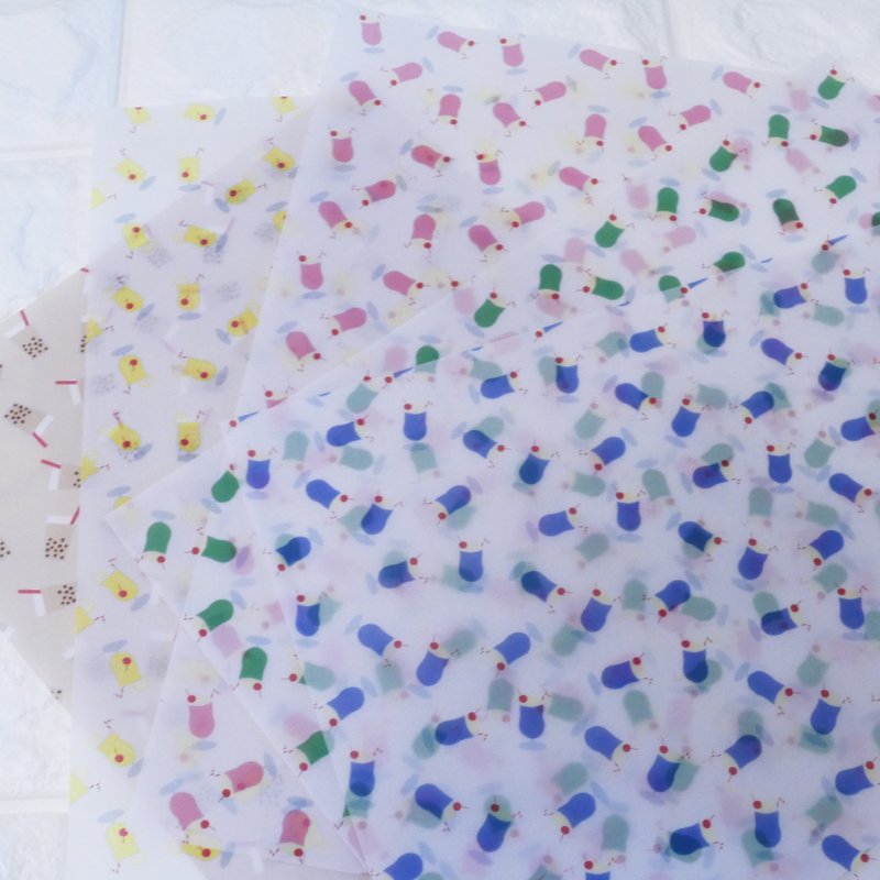 Tracing paper set of 5 drink patterns (5 sheets each) - 包装材料 - 纸 多色