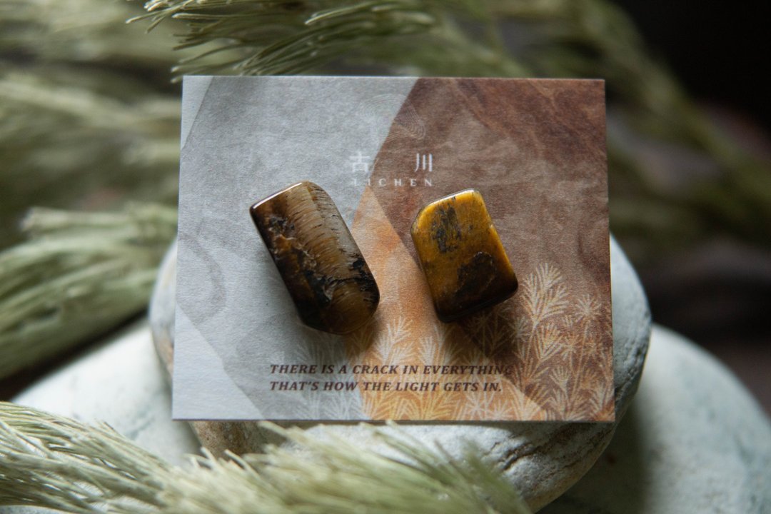 CRACK | 矿物系耳环 |  EARRINGS - 耳环/耳夹 - 玉石 咖啡色