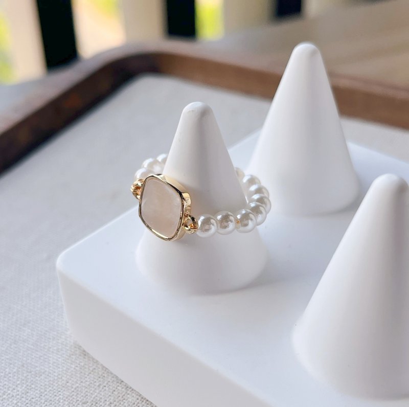 手作天然母贝造型戒指 - 戒指 - 贝壳 金色