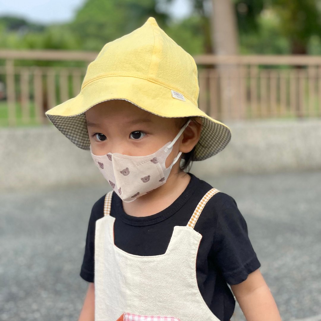 【现货单品】热销款 双面挺版遮阳小小栗子渔夫帽 - 婴儿帽/发带 - 棉 黄色