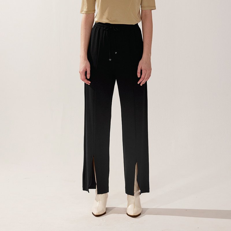 AVVJOY | 黑色抽繩舒適寬鬆長褲 - 女装长裤 - 其他材质 黑色