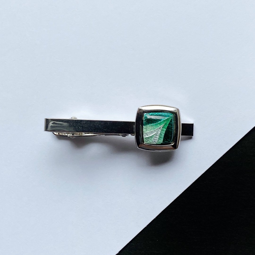 Comet [Emerald] Cloisonne Tie Pin Pure Silver Wired Cloisonne - 领带/领带夹 - 其他材质 绿色