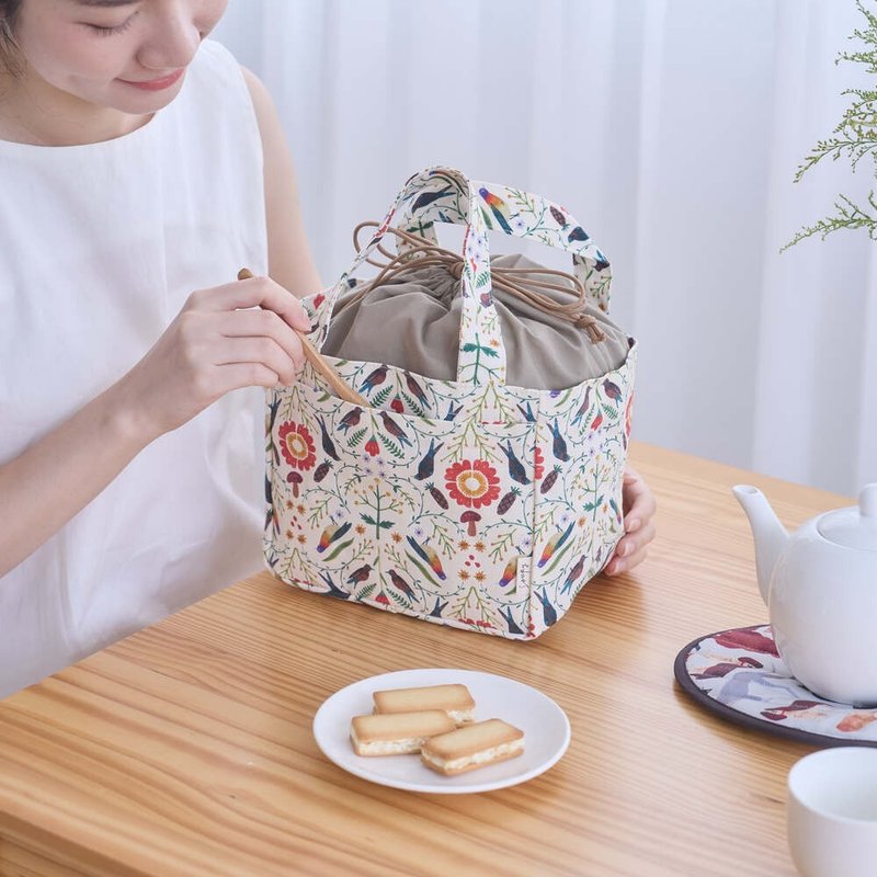 束口便当袋/艺术家联名/印花乐 x Soupy Tang/森林万花筒 - 便当盒/饭盒 - 棉．麻 多色