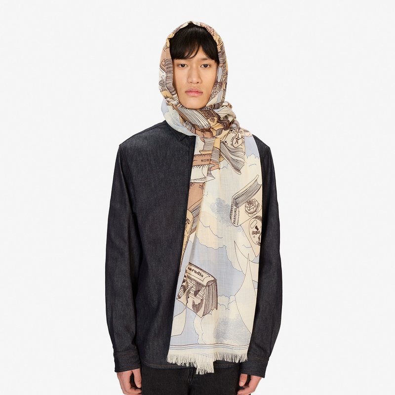 【INOUI EDITIONS】EDITIONS 羊毛围巾70 - 灰 - 围巾/披肩 - 羊毛 绿色