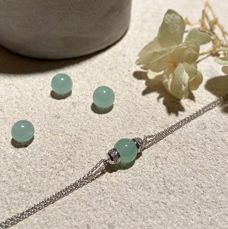 天然翡翠 冰绿玉手链 玉珠 - 保证A玉 - 手链/手环 - 玉石 绿色