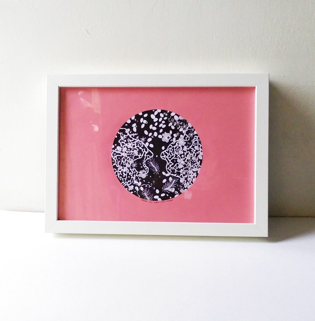 粉红 黑白细胞 植物 细致 装饰 居家 插画 - 其他家具 - 纸 粉红色