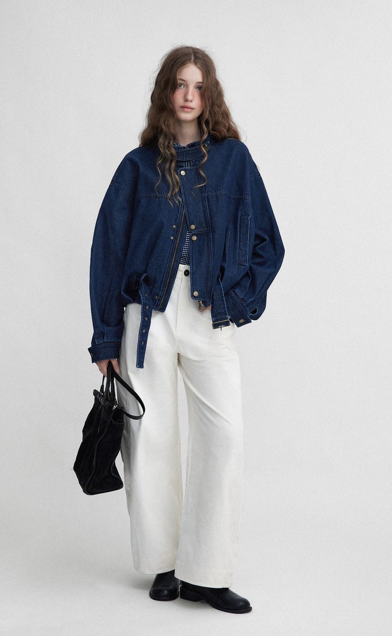 诺丁山 / 做旧短款牛仔夹克外套 / 斜纹水洗 - 女装休闲/机能外套 - 其他材质 多色